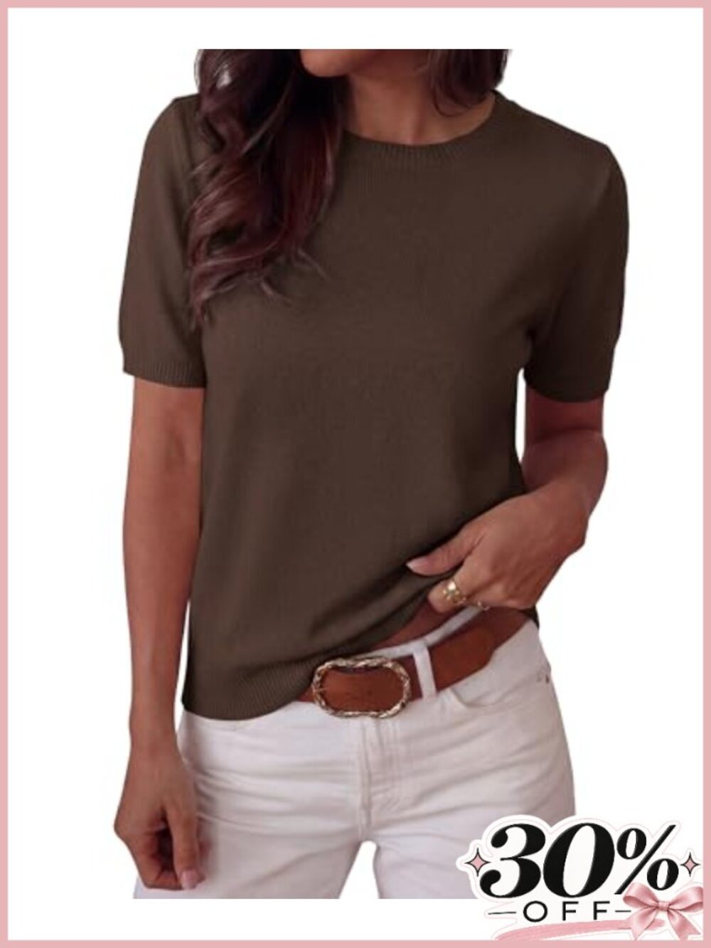 Women's Short Sleeve Knit Sweater Top Crew Neck Loose Fit Pullover